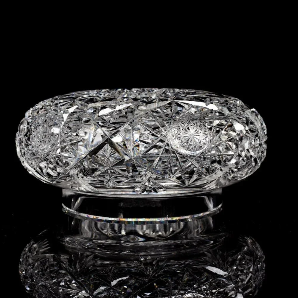 American Brilliant Cut Crystal Vanity Jar | Antique Collectible | Crystal Powder